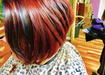 Rich burgundy hair color in Dunedin